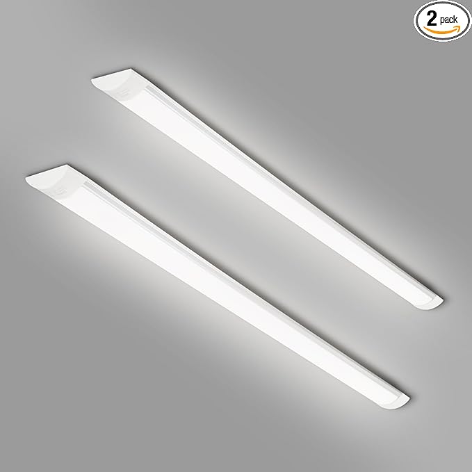 colmeguna 2 Packs 4FT LED Batten Light, Ultra-Thin Ceiling Surface Mounted Light, 40W, 4000K, IP20, LED Ceiling Lamp for Garage, Shop, Hallway, Office, Market, ver.2