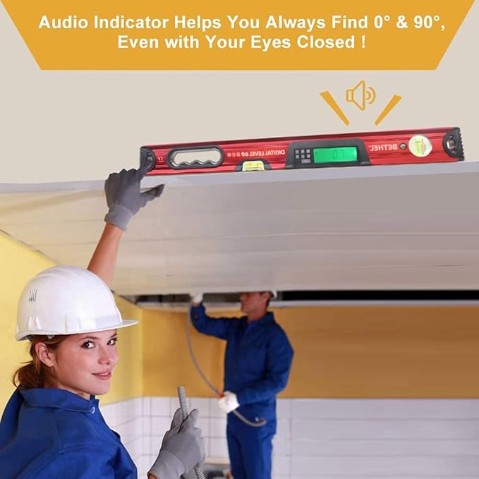 BETHEL 24 inch Digital Magnetic Level, LCD Smart Display Torpedo Level Tool Electronic Level Tool and Protractor - Master Precision - IP54 Dustproof and Waterproof with Carrying Bag