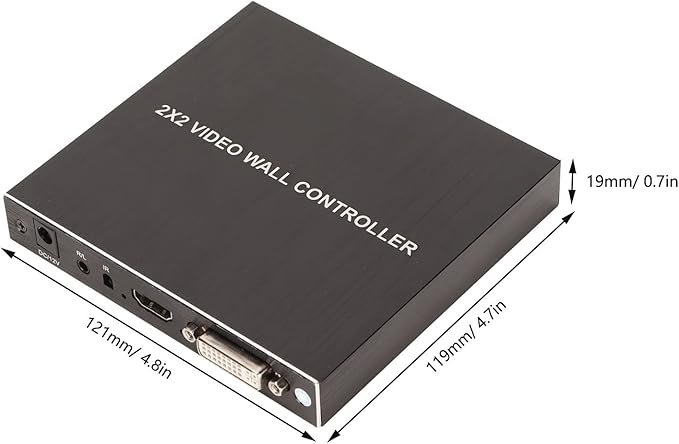 Video Wall Controller, 4K HD Display Seamless Splicing Processor with RS232, Input, 4 Way Audio Output 180° Rotate TV Wall Display 2x2 1x2 1x3 1x4 2x1 3x1 4x1 (US Plug)