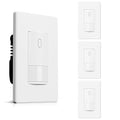AIDA Single Pole Motion Sensor Light Switch w/Neutral Wire - 120° PIR Infrared Activation - CFL/LED/MLV/INC/HAL/Fan Compatible - UL Certified - 4 Pack,Matte White