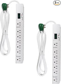GoGreen Power Inc. (G-17636-2) 7 Outlet Surge Protector, 6FT Cord, White, 2 Pack