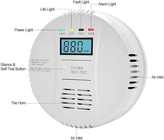 Combination Gas and Carbon Monoxide Detector Plug-in | CO Alarm & Natural Gas Combustible Detector | Digital Display, Battery Backup, Easy Install | for Home Kitchen Safety Monitoring (3Pack)