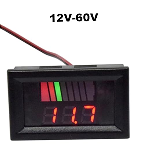 Battery Charge Level Indicator Car Battery Capacity Meter Tester Checker 12V-60V Red Motorcycle Checker Auto Tester Fuel Gauge Indicator