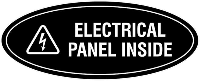 Signs ByLITA Oval Electrical Panel Inside Sign (Black) - Medium