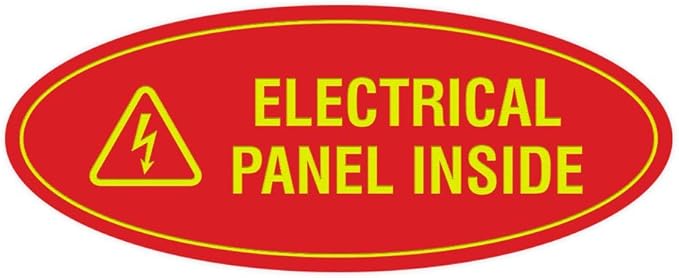 Signs ByLITA Oval Electrical Panel Inside Sign (Red/Yellow) - Large 2 Pack