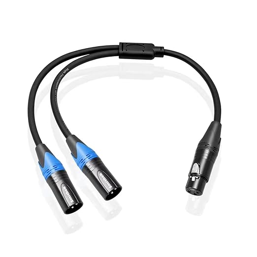 Smithok XLR Splitter Cable,Female to Dual Male Y Cable (XLR Splitter 1 Female to 2 Male),Balanced Microphone Splitter Cord Audio Adaptor - 1.6ft /0.5m