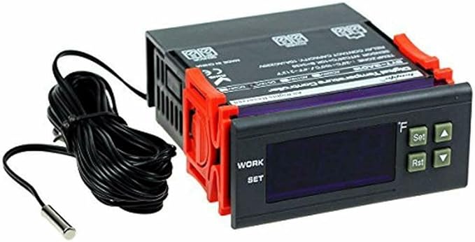 bayite DC 12V Fahrenheit Digital Temperature Controller 10A 1 Relay with NTC 10K Sensor