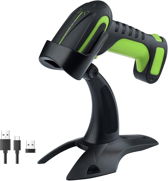 Tera Pro (Extreme Performance) Industrial Wireless Barcode Scanner 2D QR 1D Bar Code Reader 2.4G Wireless 2500mAh Compatible with Bluetooth Drop Resistant for Windows Mac Android iOS Model 8100 Green