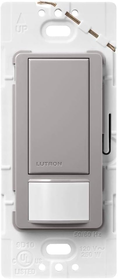 Lutron Maestro Motion Sensor Light Switch Indoor for Bathroom, Garage, Laundry Room, Any Bulbs, Occupancy Vacancy Sensor, Single-Pole, MS-OPS2-GR, Gray