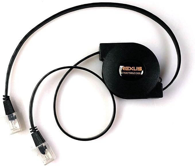 REXUS Retractable Cat 6 Flat Ethernet Network Cable 3.3 FT, 10 Gigabit High - Image 7