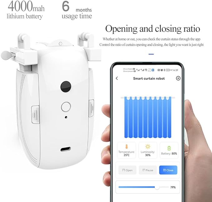 Smart Automatic Curtain Opener - Remote Control with App/Timer/Voice,Upgraded High-Performance Motor, Automatic Light Sensor, Add Gateways, For Google Alexa,No Remote (for Roman rod/T/U track 3in1)