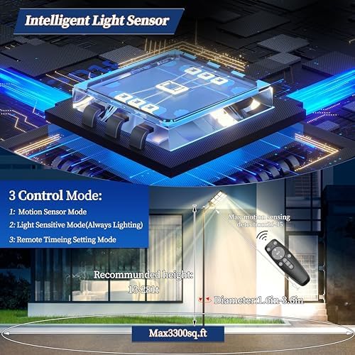 Ofuray Of-7200W Solar Street Light Outdoor-3000K/4000K/6500K Outdoor Security Flood Light,IP67 Solar Parking Lot Lights Commercial Dusk to Dawn with Remote Control for Yard,Residential