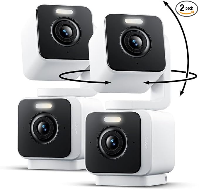 WYZE Duo Cam Pan 2 Pack, Indoor/Outdoor IP65 2K 360° Pan/Tilt Smart Home by WYZE