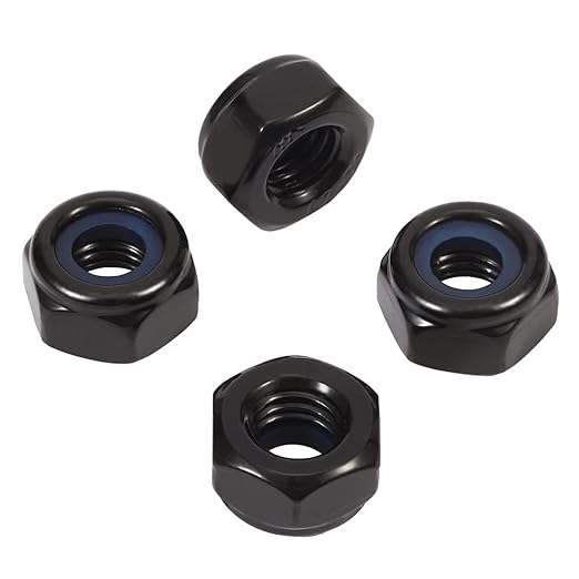 MewuDecor #10-24 Nylon Insert Hex Lock Nuts Locknuts, 304 Stainless Steel 18-8, Black Oxide, 50 PCS