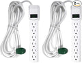 GoGreen Power Inc. (G-16103M-12-2) 6 Outlet Surge Protector, 12FT Cord, White, 2 Pack