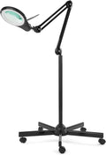 Neatfi LED Magnifying Floor Lamp – 1,200 Lumens, 5” Bifocal Lens with 5 & 20 Diopter, Dimmable, Adjustable Arm, Rolling Base, Floor Lamp for Reading, Sewing, Crafting (5 Inches, Black)