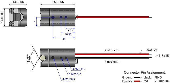 Green Line Laser Module, Class 1, Fan Angle >120°, 1~20 meters work distance - Image 2