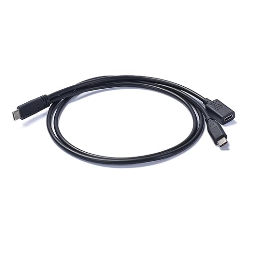 Yinziha Type C Male to Type C Male and Female Charging Cable Sound Card Connection Wire for Live Streaming and Mobile Devices