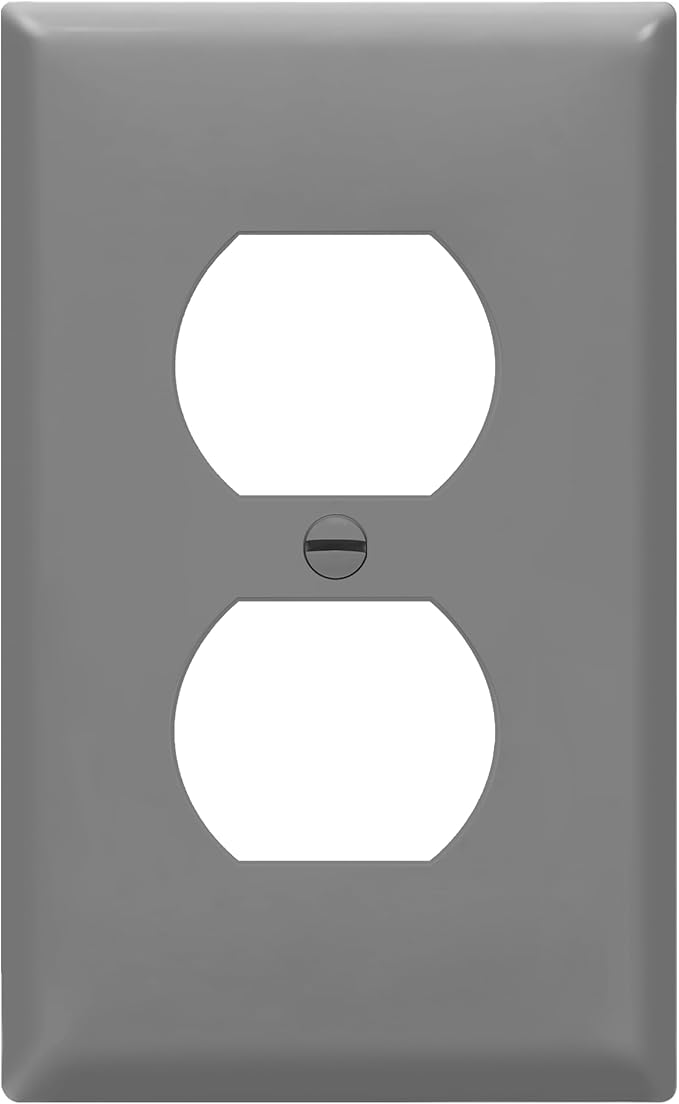 ENERLITES Duplex Receptacle Outlet Wall Plate, 1-Gang 4.50" x 2.76", Unbreakable Polycarbonate Thermoplastic, UL Listed, 8821-GY, Gray, Standard Size