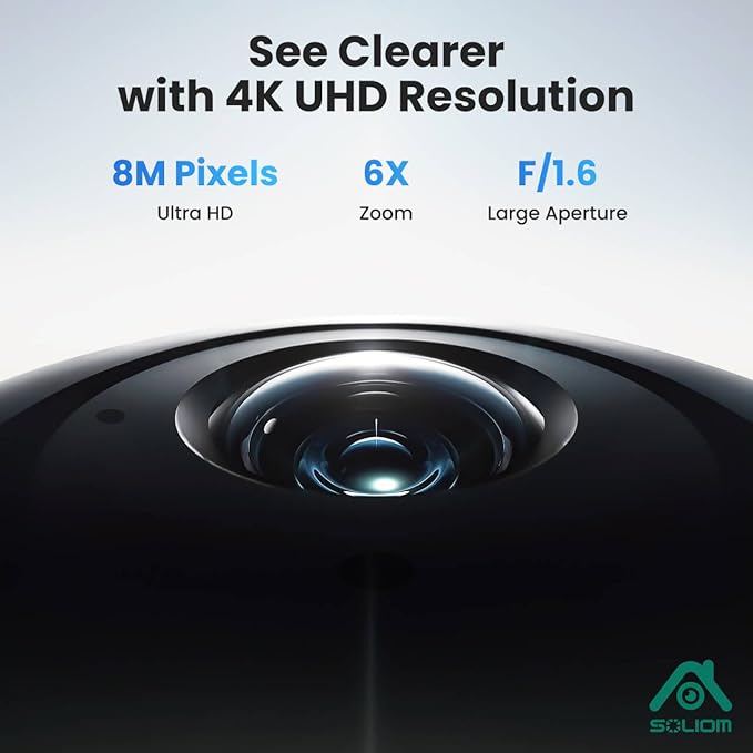 SOLIOM Security Cameras Wireless Outdoor,8MP Ultra HD for Day and Night, No Subscription,Built in Radar,Solar Powered Cameras for Home Security, 360° Pan Tilt Auto Tracking,5G & 2.4G WiFi, 2-Cam Kit