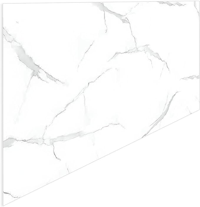 Dundee Deco Faux Marble Wall Panels - Sample - Glossy, Waterproof Indoor Wall Cladding - White, Grey Veins - Sample 6" x 6"