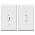 TG Digital Toggle Dimmer Light Switch for Dimmable LED, CFL and Incandescent Light Bulbs, Single Pole/ 3-Way, Wall Plate Included, UL Listed, 2 Pack, White