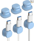 Magnetic Cord Organizer Holder, Upgrade Cord Holder for Nightstand, Adhesive Wire Cable Clips Management Kit for Phone Charger, Computer, Home, Office, Desk, Nightstand (Blue, 3 Packs)