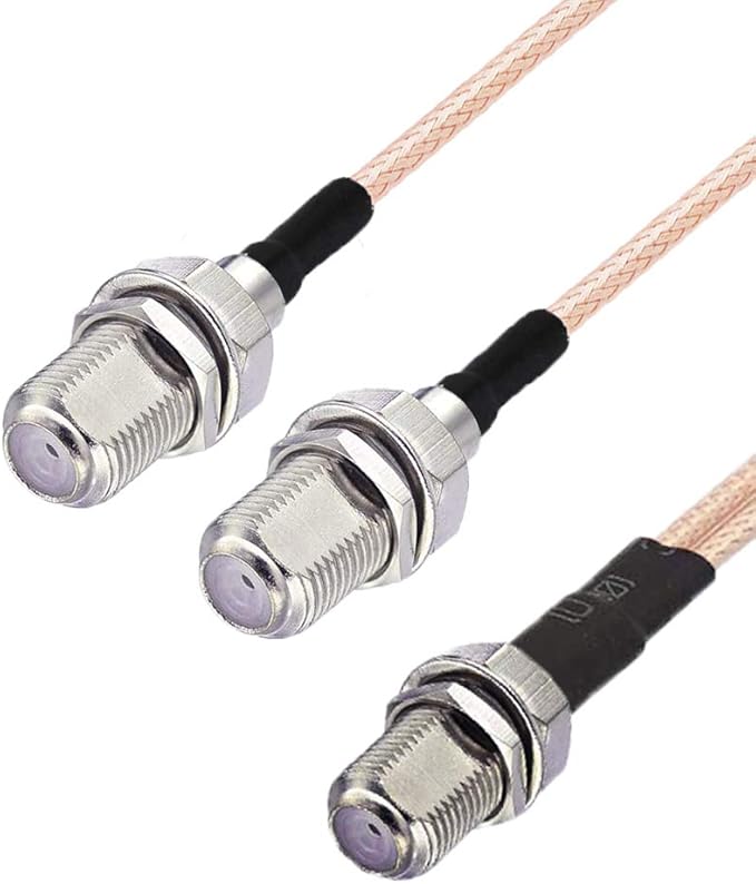 RedYutou F-Type RG6 Splitter - F Female to F Dual Female 3 Way Splitter Cable - 15cm (6 inch) TV & Satellite Adaptation