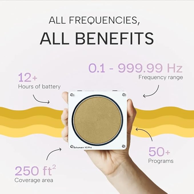 The Schumann Frequency Generator for Healing V2 Pro, 0.1-999.99 Hz Adjustable Schumann Resonance Generator Device for Sleep, Wellness & Meditation, USB-C Rechargeable, Portable Natural Therapy Machine