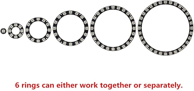 93 LEDs 6 Rings WS2812B 5050 RGB LED Ring Lamp Light Individually Addressable - Image 3
