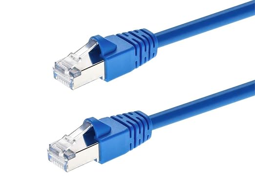 Monoprice Cat6A 10ft Blue Patch Cable Double Shielded 26AWG 10G Pure Bare by Monoprice