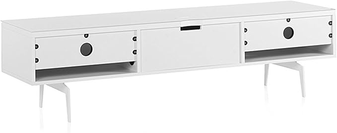 SONOROUS ST-360 Premium TV Stand for Living Room – Modern TV Stands & Entertainment Center with Storage – White Wood & Black Glass Cover – Luxury Media Console with Metal Legs for TVs up to 75 inches
