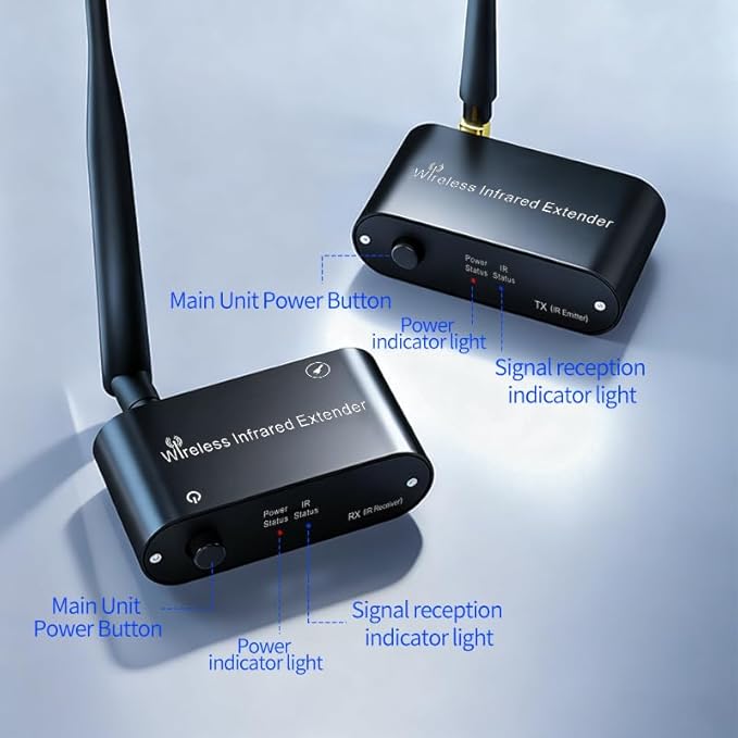 SPENFiLY Wireless IR Blaster Device with Hidden Infrared Receiver Extender for Remote Operation Infrared Repeater for Audio-Visual Controls WL-T1-L (Control 2 evices)