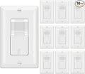 BESTTEN 10 Pack Motion Sensor Light Switch, Single Pole PIR Sensor Wall Switch, Occupancy & Vacancy Modes, 120V/277VAC, 60Hz, 1/6HP, Neutral Wire Required, Wall Plate Included, UL Listed, White