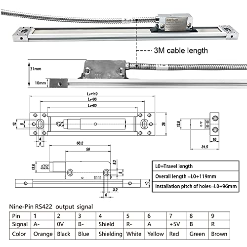 3 Axis DRO for Milling Machine,16" x 38" x 18" 5um Magnetic Scale Linear Encoder Mill DRO KIT RPM Function Included