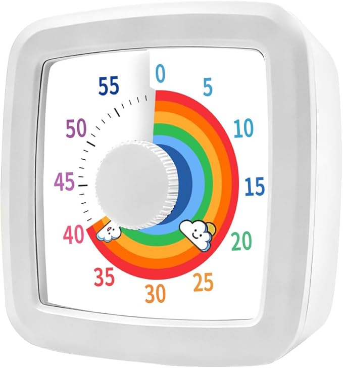 MEPHILIMIA Visual Timer Kids/Adults 60 Minutes Rainbow Countdown Timer Time Management Tool Desk with Large Screen Time Management Tool for Kitchen School Office