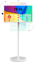BIGASUO 32-Inch Portable Smart Screen 1080p Portable Monitor with Rotatable Touch Screen, 8G RAM+128G Storage, Android 13 OS, Built-in Battery(4-6H), Rolling TV on Wheels, Remote Control