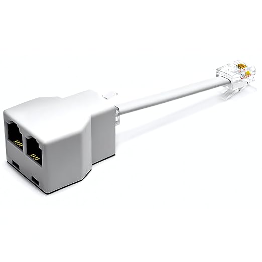 Phone Jack Splitter for Landline Telephone RJ11 6P4C 2 Way Adapter Made in USA by RetailAndBulk