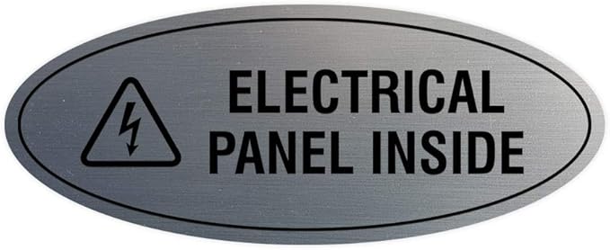 Signs ByLITA Oval Electrical Panel Inside Sign (Brushed Silver) - Medium