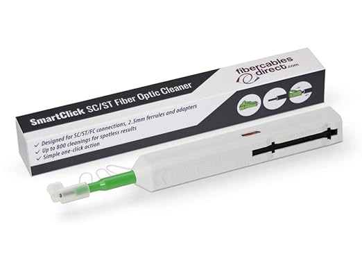 FCD SC Fiber Cleaner Pen | Quick Click Contact Cleaning Pens | 2.5mm Ferrule UPC APC | 800+ Microfiber Clicks/Usage Window | Cleans SC/ST/FC Cable Connectors Adapters Panels