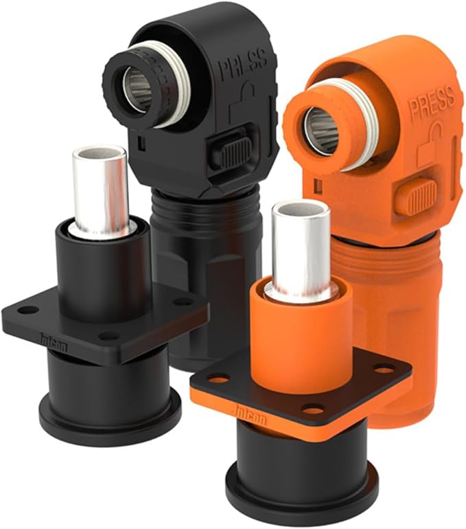 1 Set Battery Energy Storage Connector, 200A 50mm² High Current Connectors Quick Plug Terminal Orange Right Angle Plug and Socket IP67 Waterproof Power Adapter Crimping Wiring (200A, Orange)