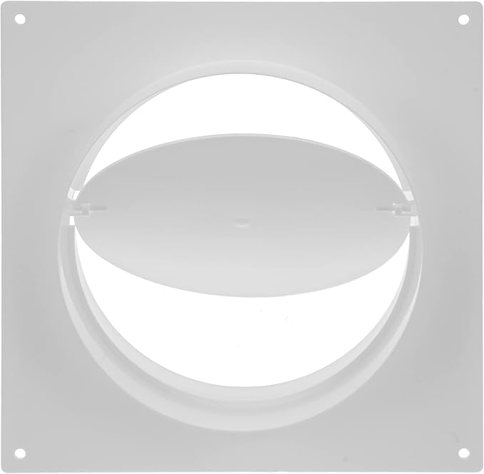 Repa Market 6 Inch Duct Connector Flange with Backdraft Damper – ABS Plastic Round Male Fit Vent Pipe Adapter – Wall Plate HVAC Exhaust & Intake Coupling – for Ventilation and Cooling Systems