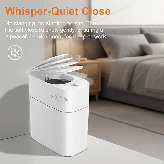 MUEE 3 Gallon Motion Senor Bathroom Trash Can with Lid, Automatic Trash Can Auto-Adsorption Touchless Garbage Can, Slim Small Trash Bin Waterproof Waste Basket for Toilet Bedroom Living Room Office RV