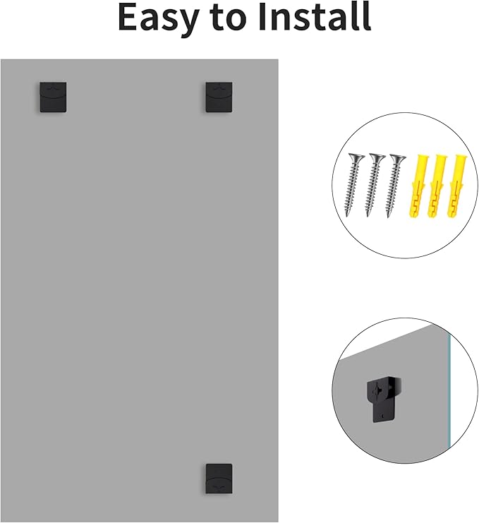 CILIBER Frameless Mirror, 60x36 Large Bathroom Mirrors for Wall, Upgraded Shatterproof Rectangle Vanity Mirror Over Sink with Polished Edge for Bathroom,Bedroom,Living Room and Entryway
