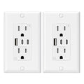 ELEGRP USB Outlets, 15 Amp Wall Outlet with 3 USB Ports, Dual USB C Ports Outlets, TR Tamper-Resistant USB Outlets Receptacles, Wall Plate Included, UL/CUL Listed, 2 Pack, White