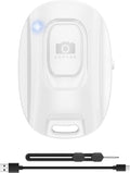 Bluetooth Camera Remote Shutter for iPhone and Android Smartphones, Rechargeable Wireless Phone Remote Control,Selfie Button for Photos and Videos, Charging Cable Included-White