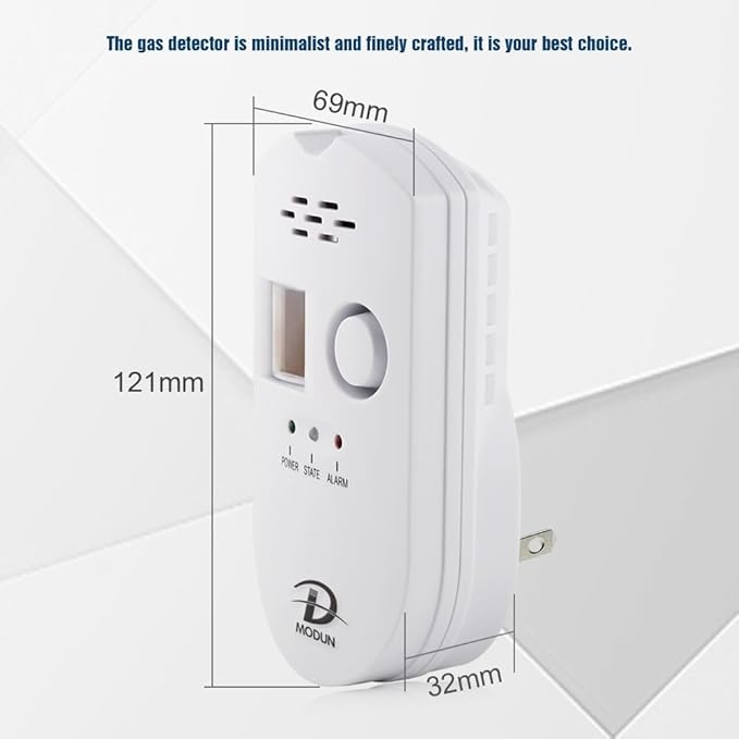 D MODUN Gas Detector, Natural Gas/LPG/City Coal Gas Leak Detector, Plug-in Sensor Gas Monitor with Sound Alarm and LED Display, Methane Propane Butane Combustible Gas Alarm for Kitchen RV Garage-White
