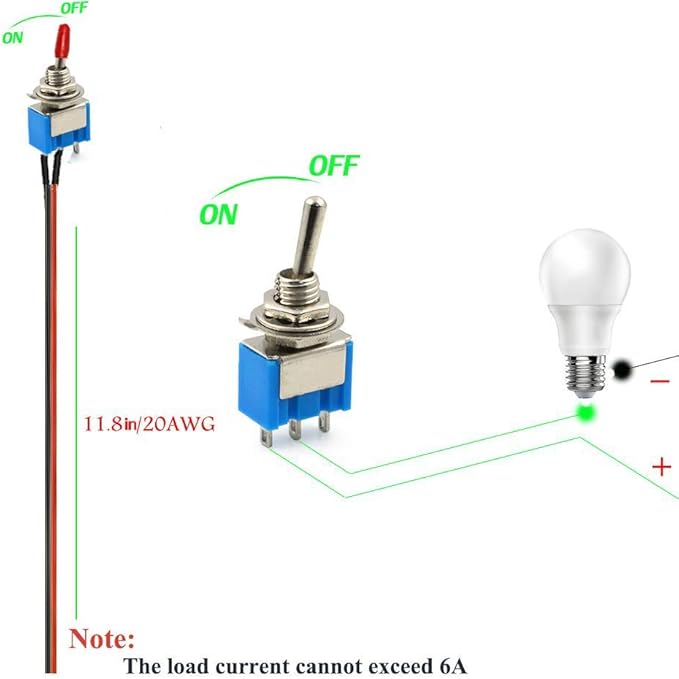 VONVOFF Toggle Switch,4pcs ON/Off SPST Switch with Pre-soldered Wire,3v/5v/12v/24v/72v/110v/220v/240v/Mini Toggle Switch for car,Truck,Light,Test Machine,Industrial Equipment.3 Pins 2 Positions,Black