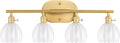 Shenmoyl Bathroom Light Fixtures, 4-Light Brass Vanity Wall Light Over Mirror with White Tulip Glass Shade for Bedroom Living Room (Bulb Not Included)
