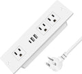 Recessed Power Strip, Furniture Plug in 3 Outlets & Fast Charging 20W PD USB-C Port & 18W/3A QC3.0 USB-A Ports Drawer Outlet with 10 FT Flat Extension Cord, White Desk Grommet Outlet for Table Top
